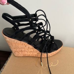 Like new, Joie black cork wedges!